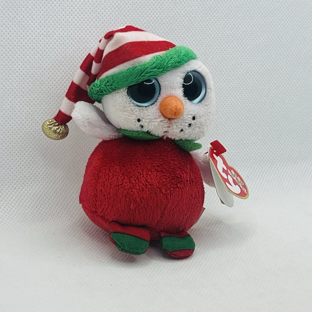Cheery the Snowman - Ty Baby Beanies White, Red, & Green 2012 Plush Beanie Baby